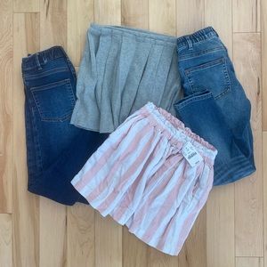 CrewCuts lot. Size 8y bottoms. 2 pairs of jeans, 2 skirts (one new with tags).